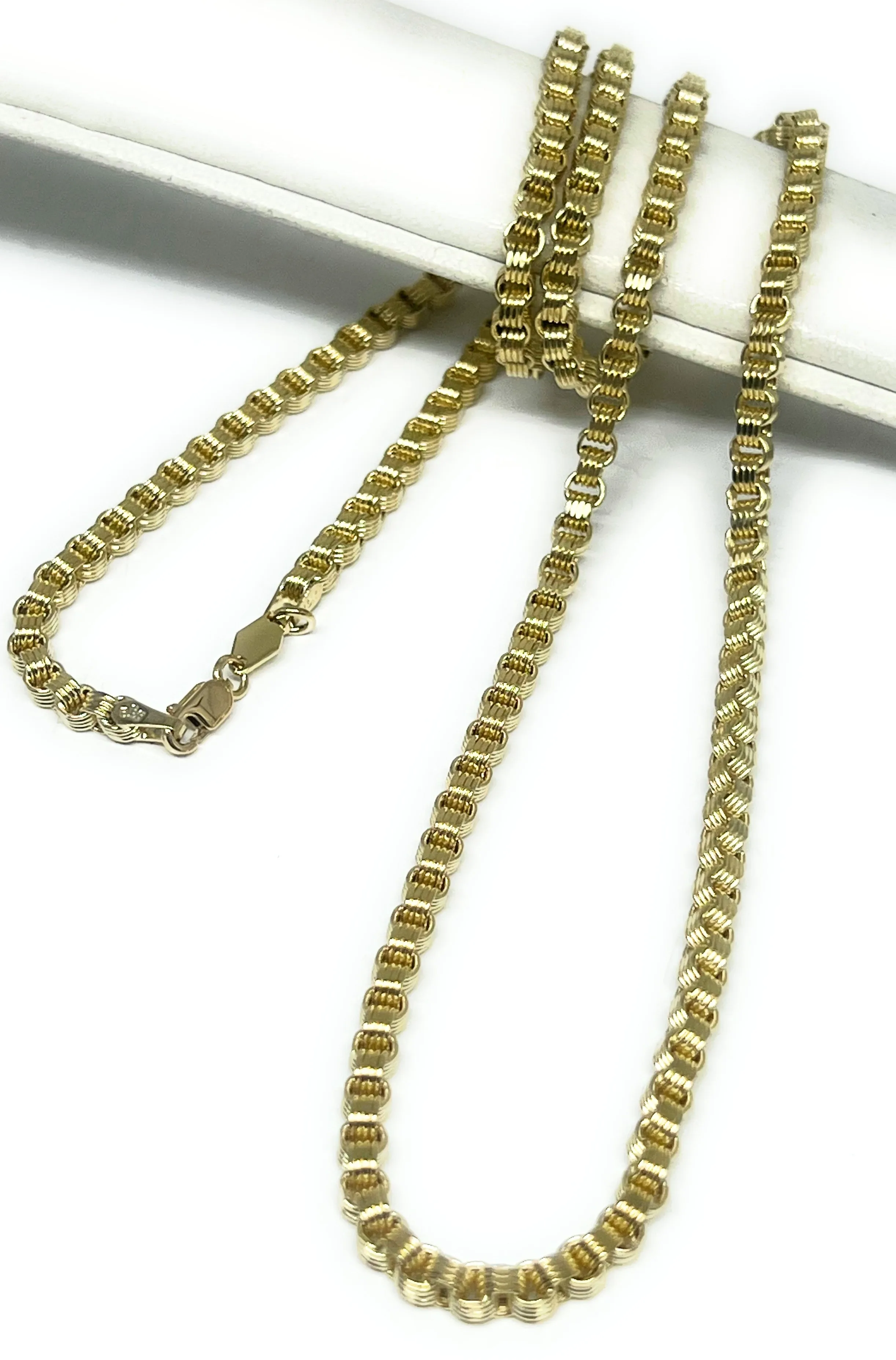 10k Solid Gold ALEXANDER BOX CHAIN 18 - 24 inch 3.5mm (Semi-Hollow Style)