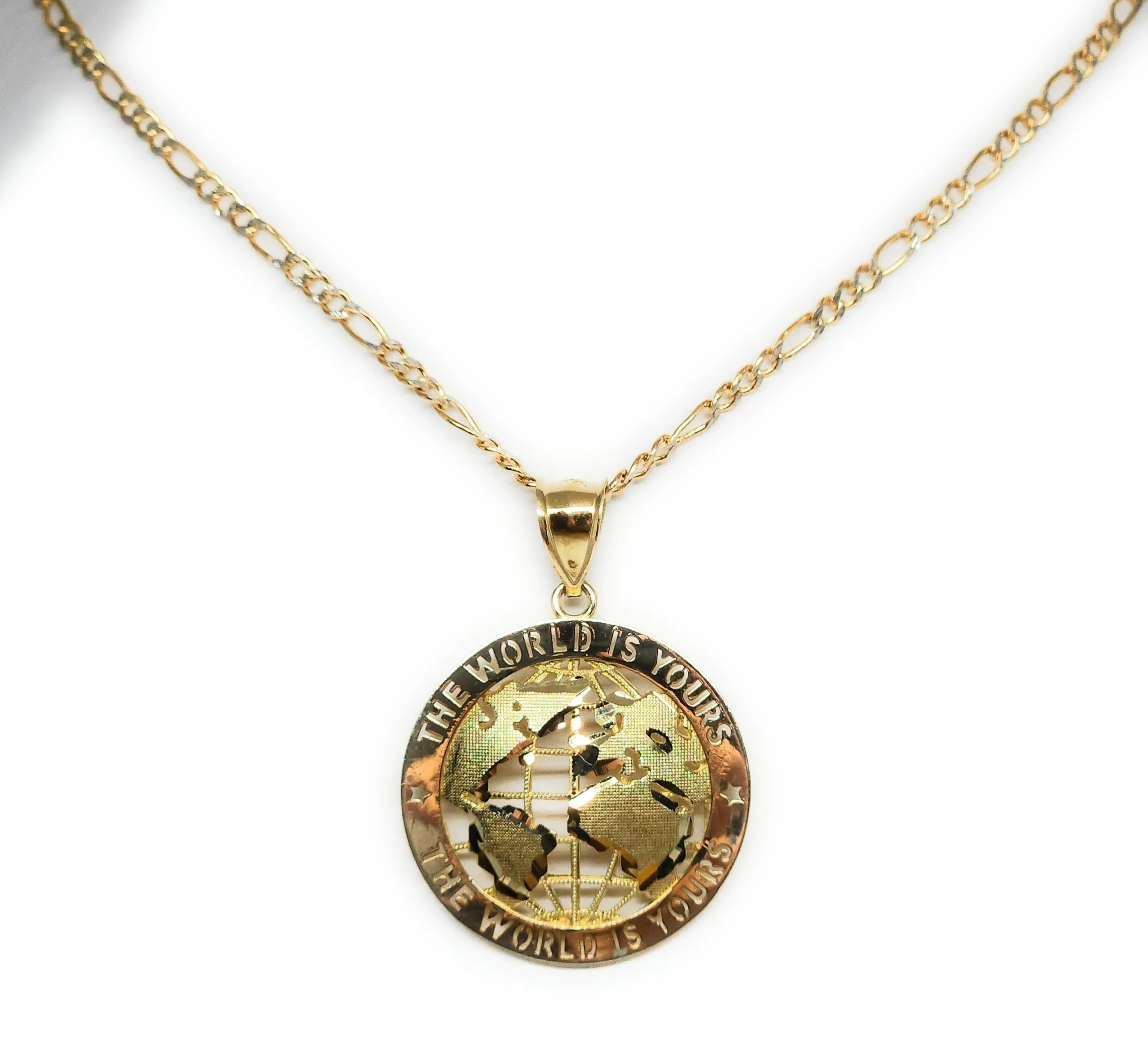 10k Solid Gold THE WORLD IS YOURS GLOBE WORLD Pendant Necklace (SM, MED)