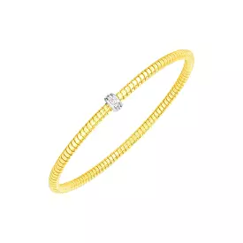 14k Yellow Gold Stretch Bangle with Diamonds