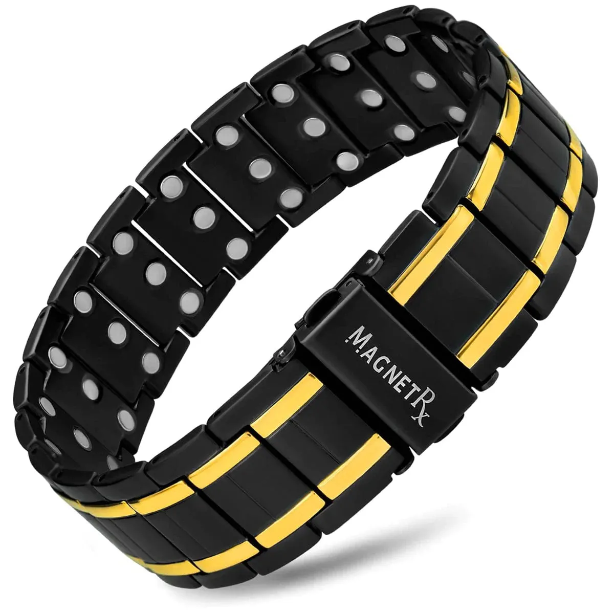 3x Strength Titanium Magnetic Bracelet for Men (Black & Gold)