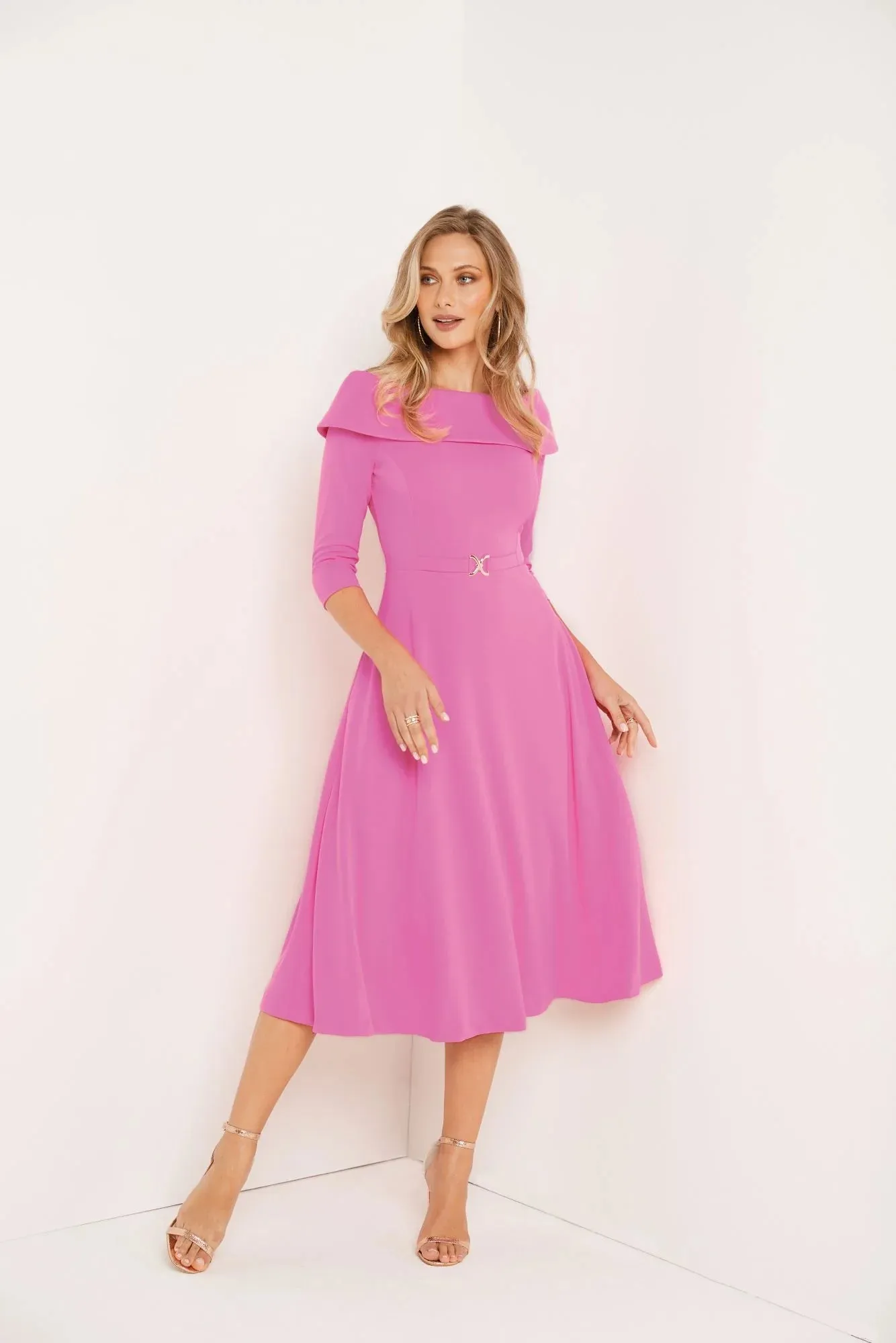 78599- Pink Boatneck Dress - Tia