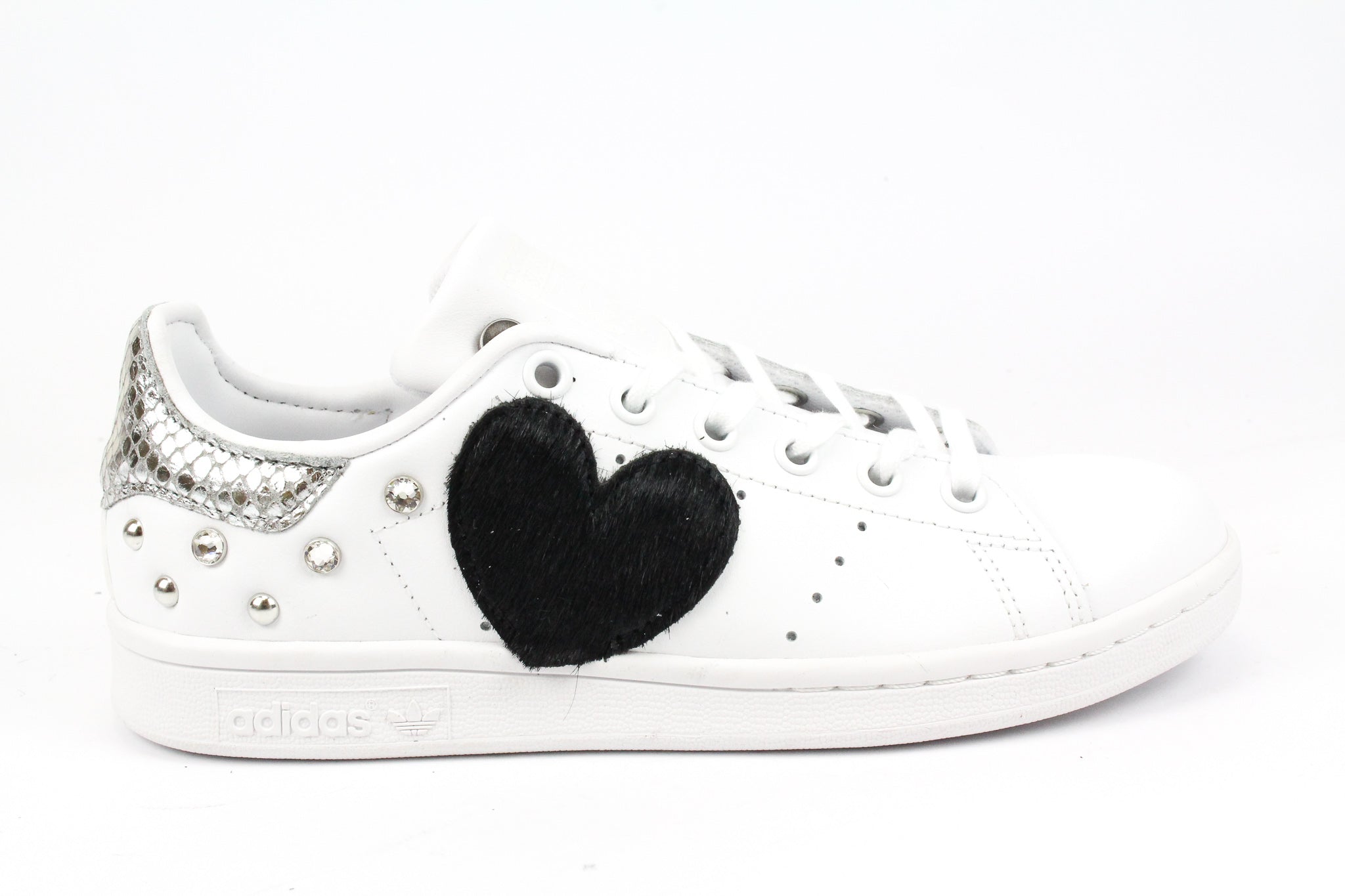 Adidas Stan Smith Cuore Nero & Pitone Silver