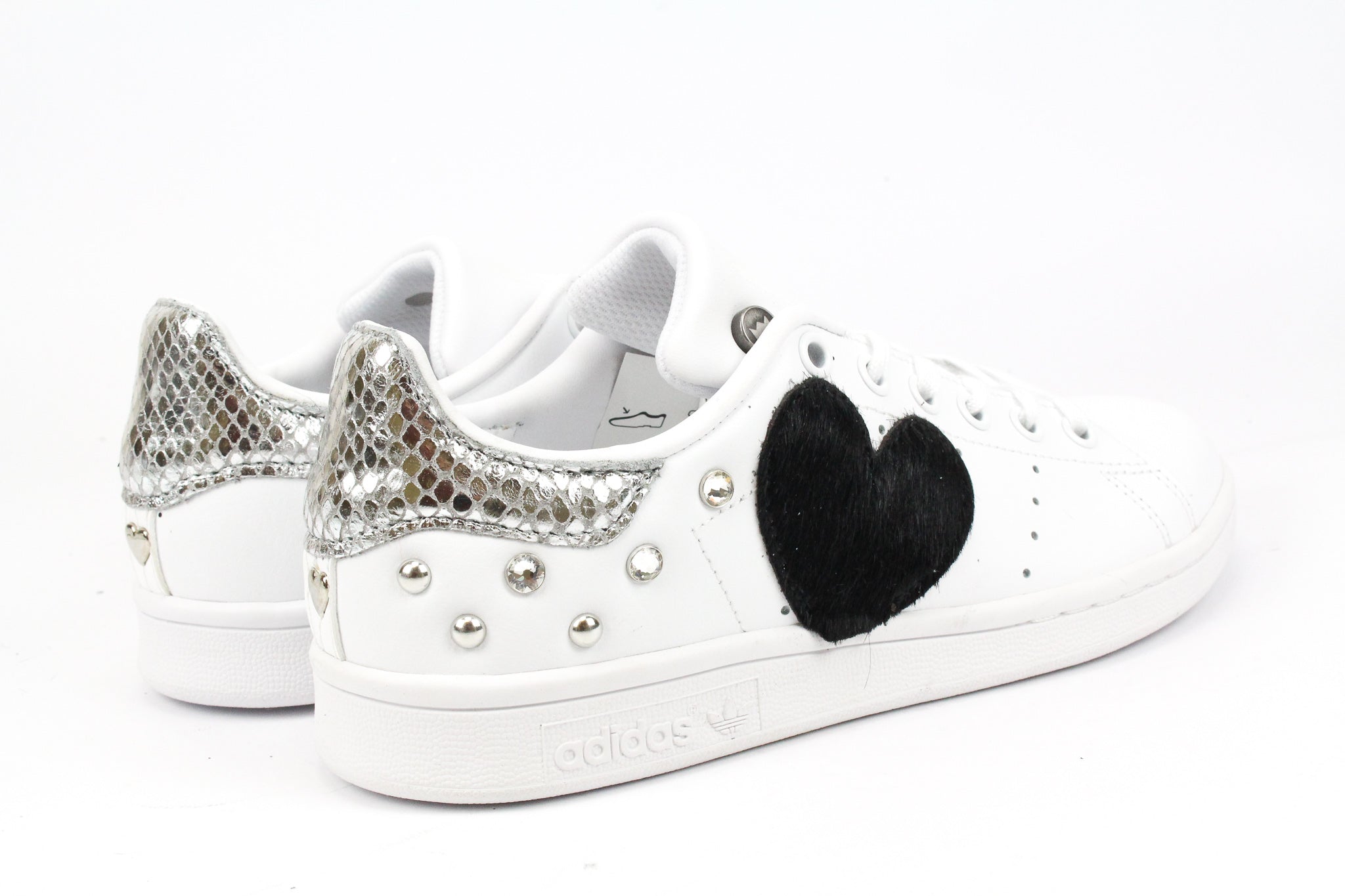 Adidas Stan Smith Cuore Nero & Pitone Silver