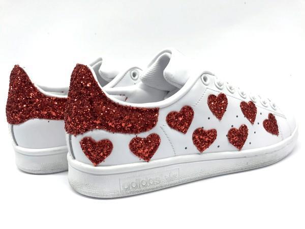 Adidas Stan Smith Cuoricini Red Glitter