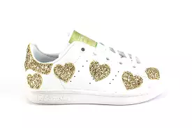 Adidas Stan Smith J Cuori Gold Glitter