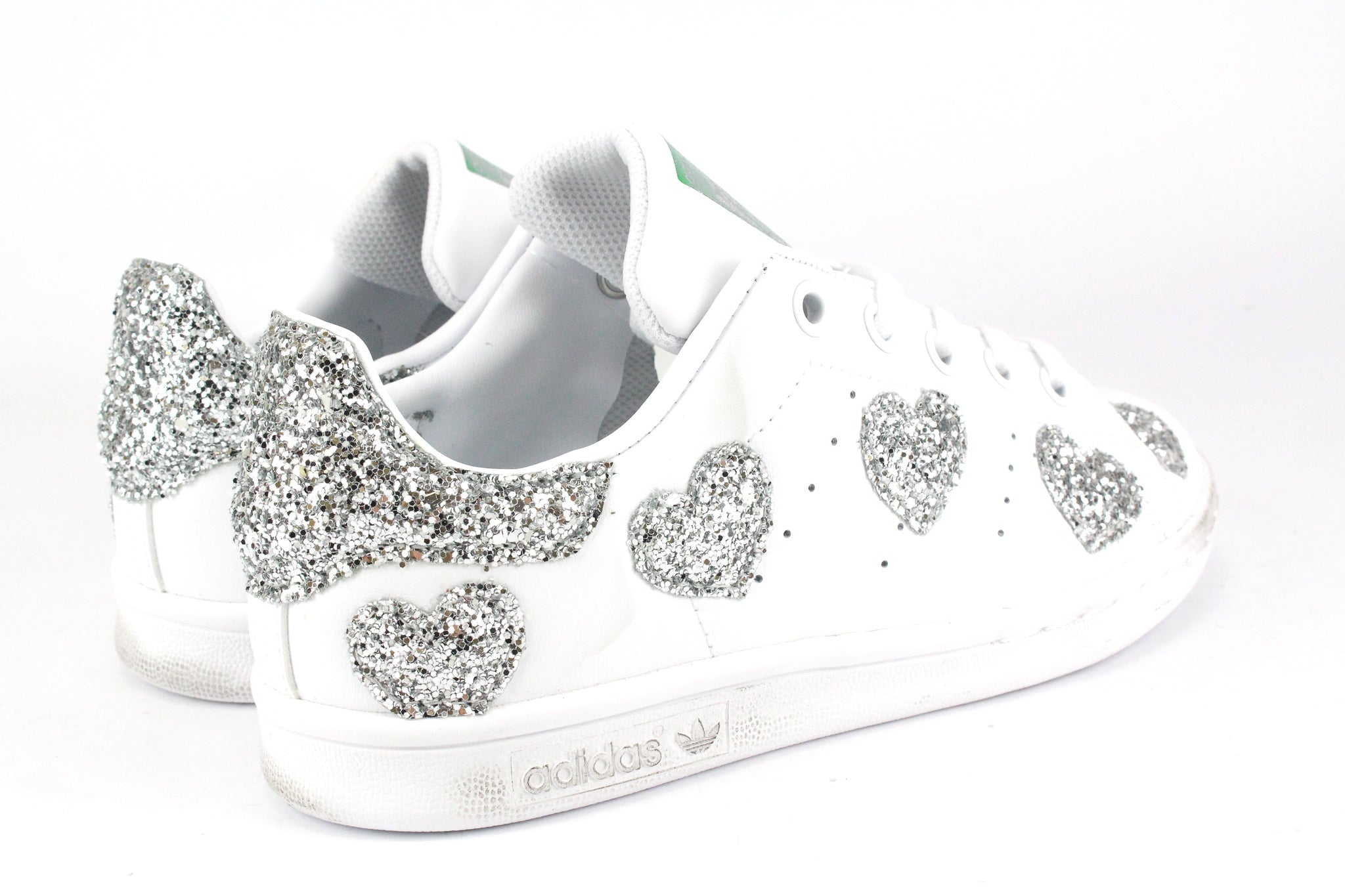 Adidas Stan Smith J Cuori Silver Glitter