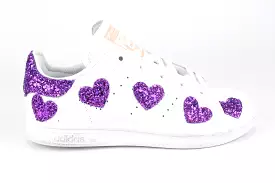 Adidas Stan Smith J Cuori Viola Glitter