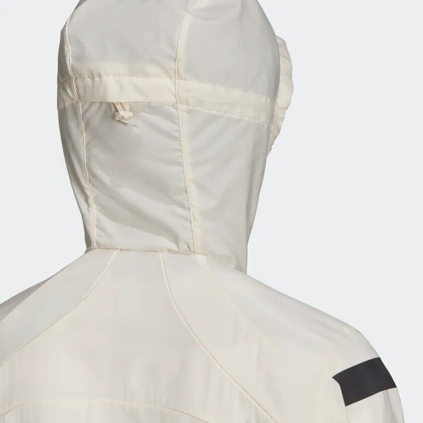 adidas Womens Running Jacket Marathon Hood Ladies Coat Off White Water Repellent