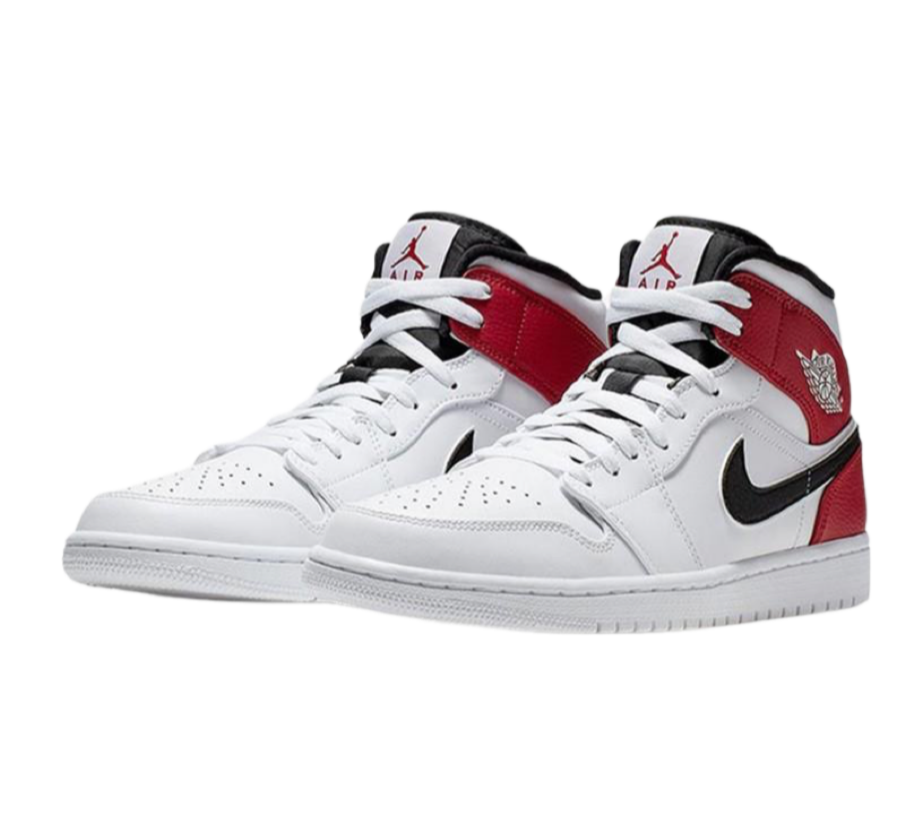 Air Jordan 1 Mid White Black Gym Red