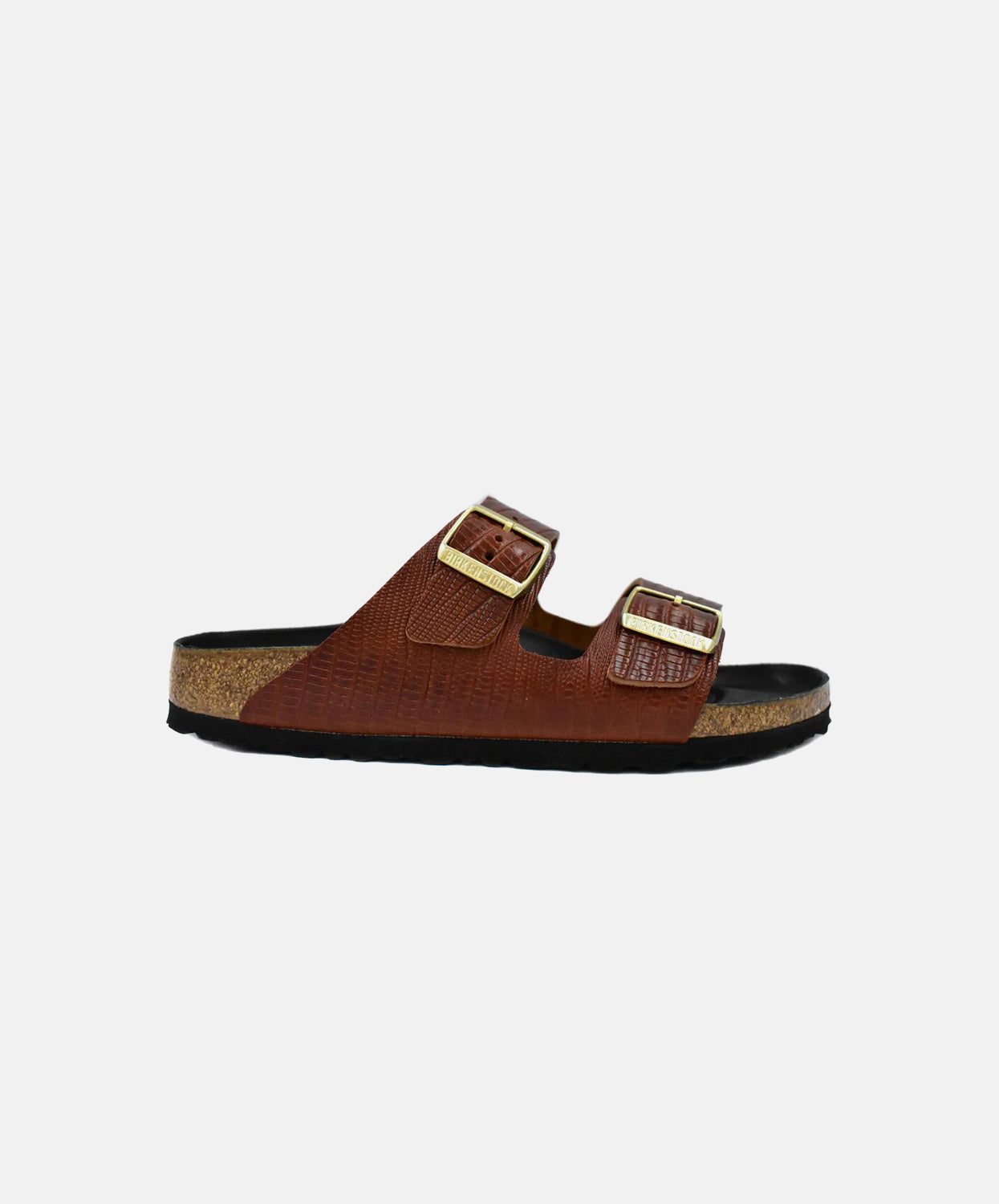 Birkenstock Arizona Embossed Smooth Leather Cognac Lizard Texture Sandals