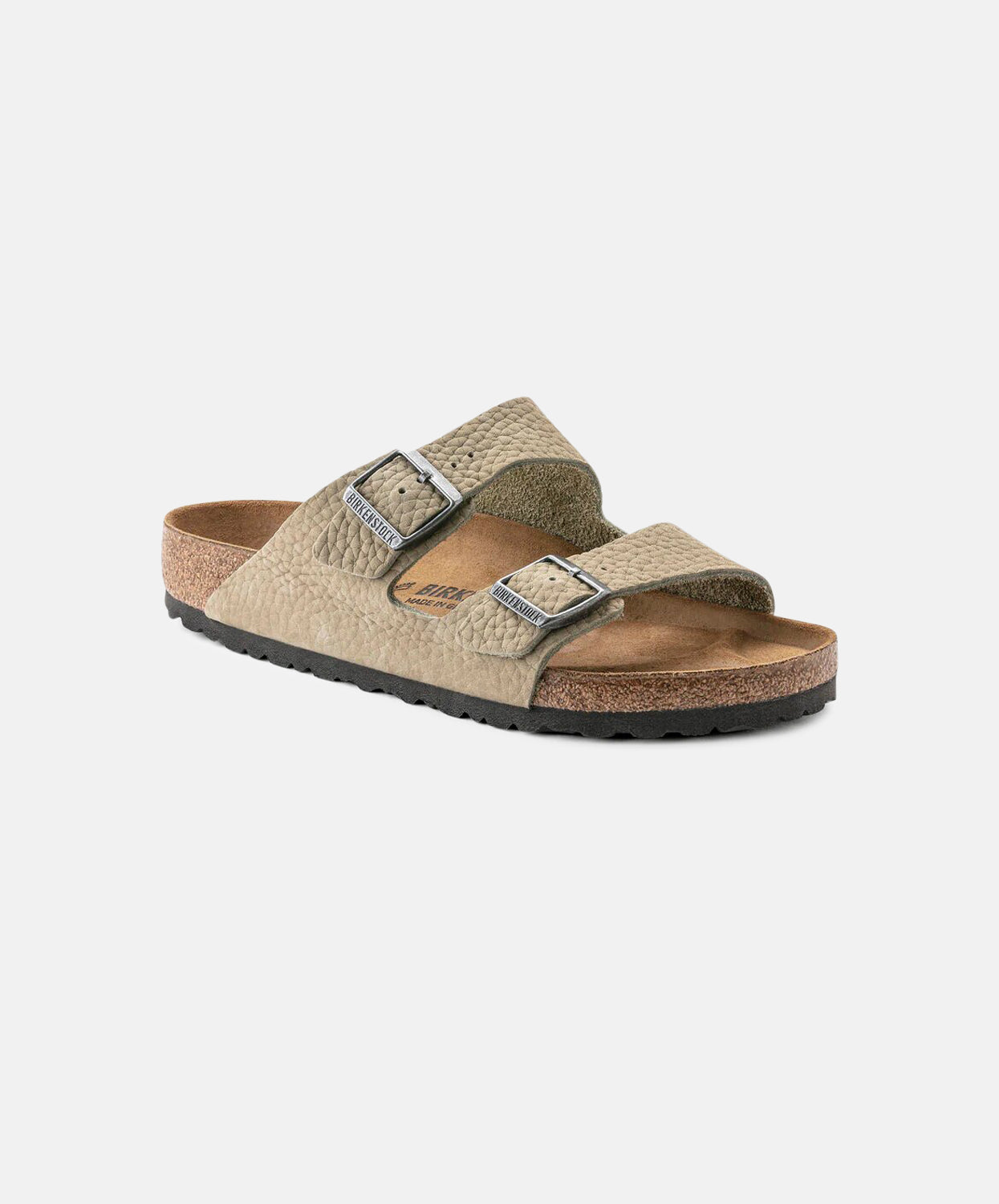 Birkenstock Arizona Nubuck Leather Desert Buck Faded Khaki Sandals