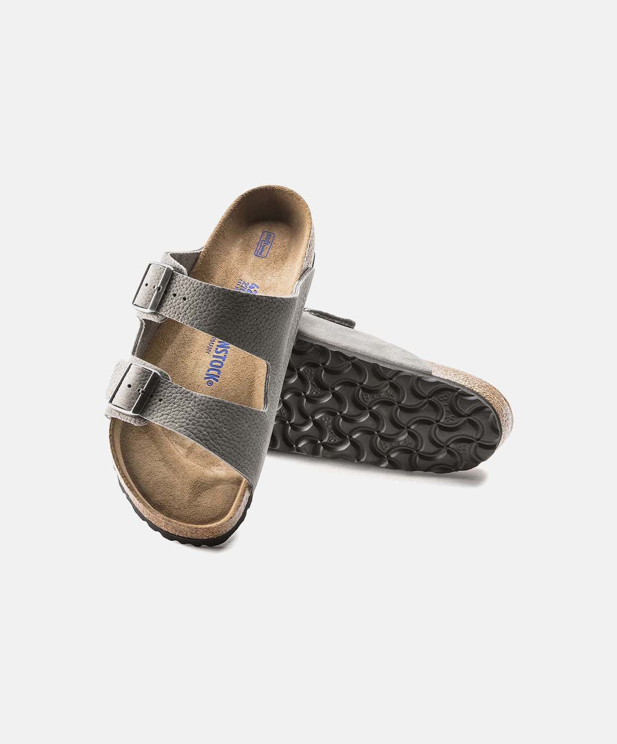 Birkenstock Arizona Nubuck Leather Desert Buck Whale Grey Soft Footbed Sandals