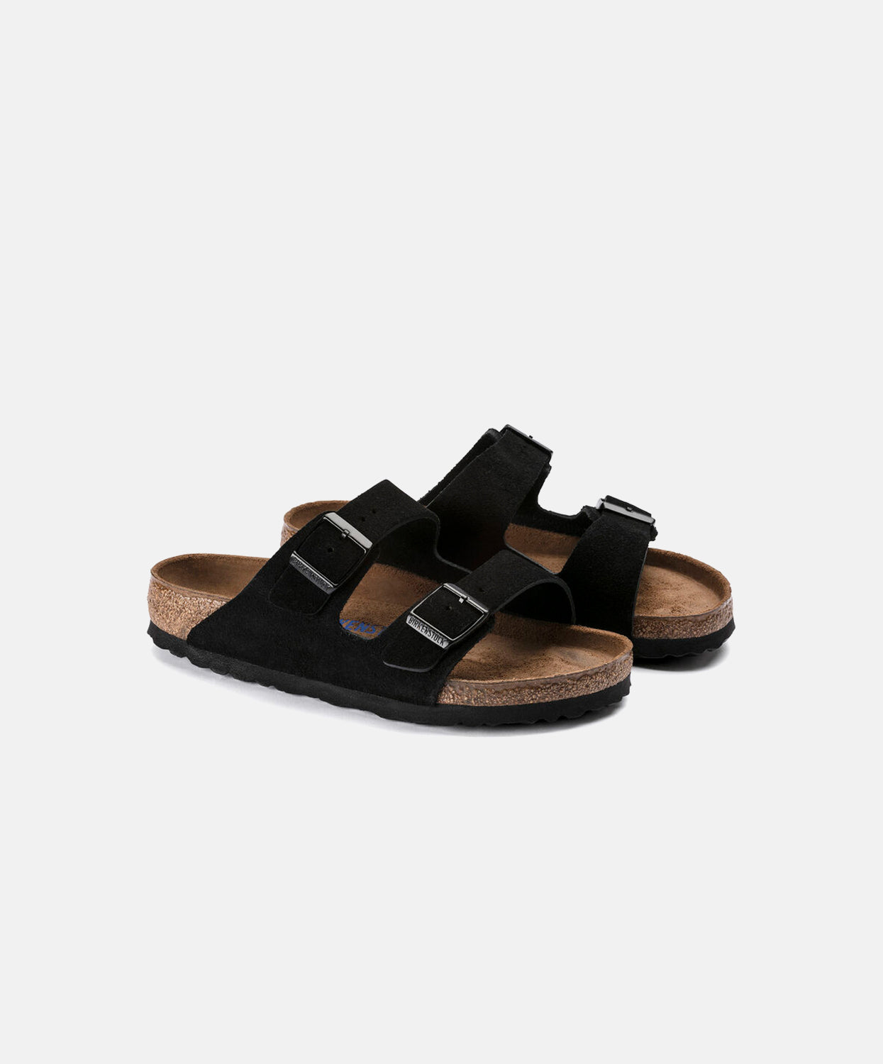 Birkenstock Arizona Suede Leather Black Soft Footbed Sandals