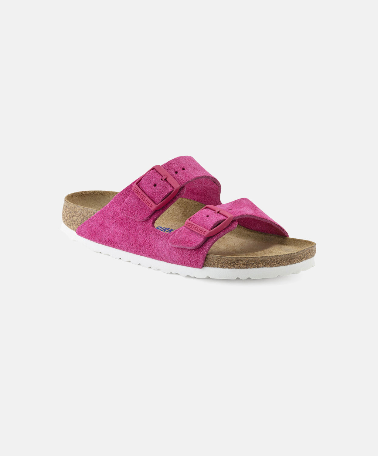 Birkenstock Arizona Suede Leather Fuchsia Tulip Soft Footbed Sandals