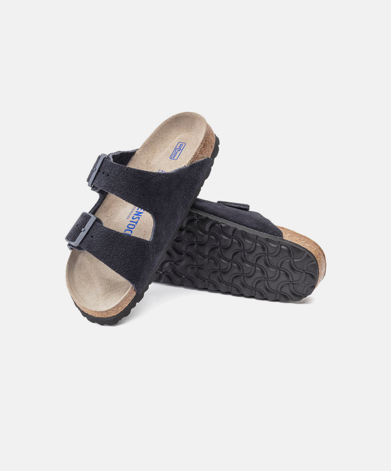 Birkenstock Arizona Suede Leather Midnight Soft Footbed Sandals