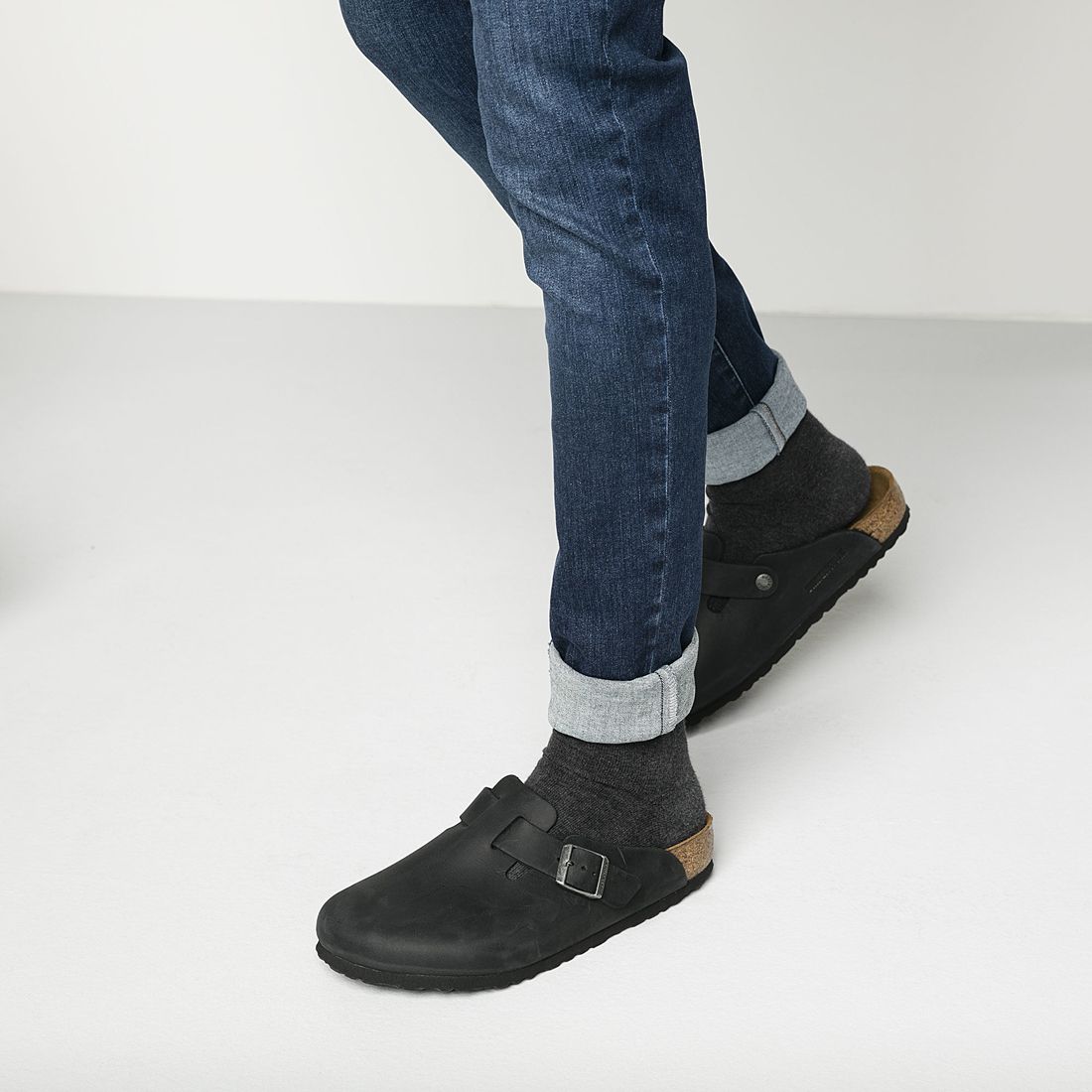 Birkenstock Boston Oiled Leather Black Clogs