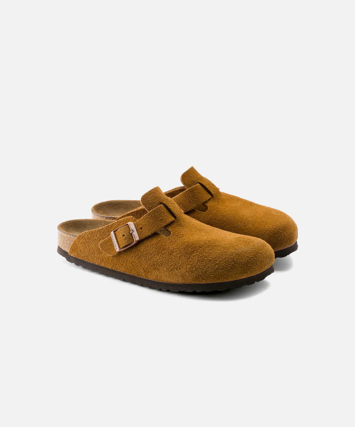 Birkenstock Boston Suede Leather Mink Soft Footbed Clogs