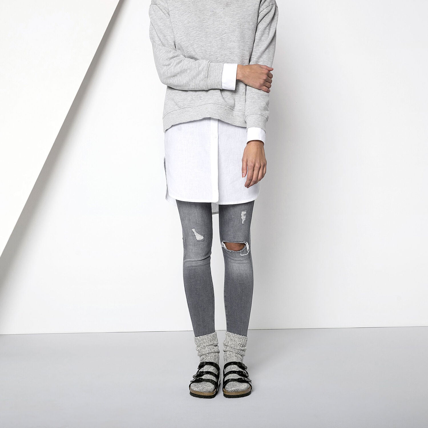 Birkenstock Cotton/Fashion Twist Light Grey Socks