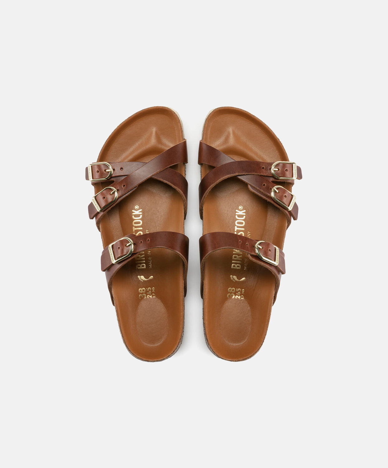 Birkenstock Franca Big Buckle Oiled Leather Cognac Sandals