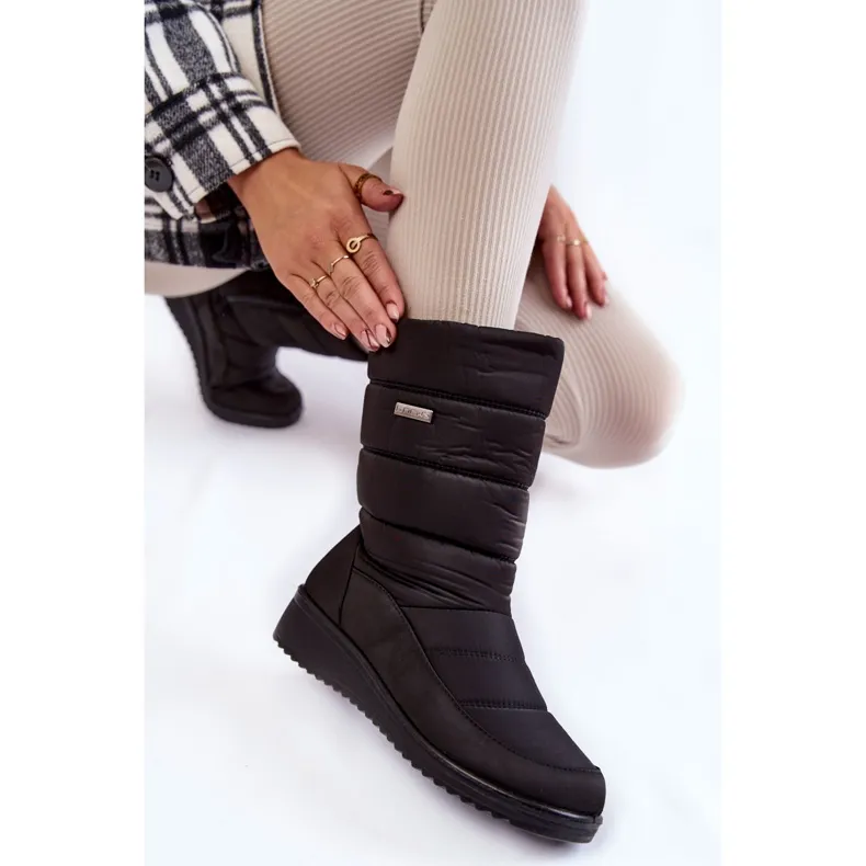 Black Warm Wedge Snow Boots Calena