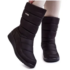 Black Warm Wedge Snow Boots Calena