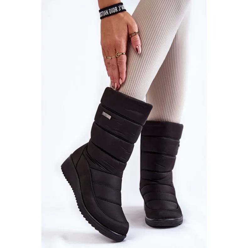 Black Warm Wedge Snow Boots Calena