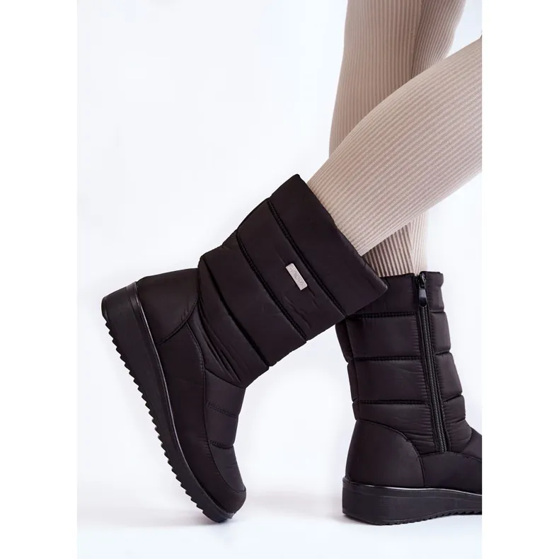 Black Warm Wedge Snow Boots Calena