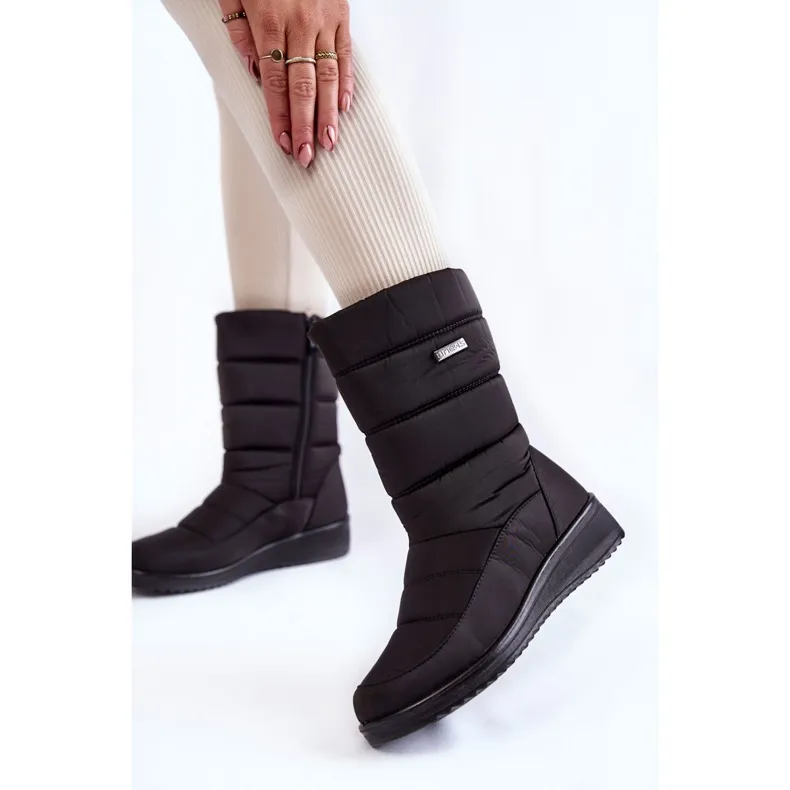 Black Warm Wedge Snow Boots Calena