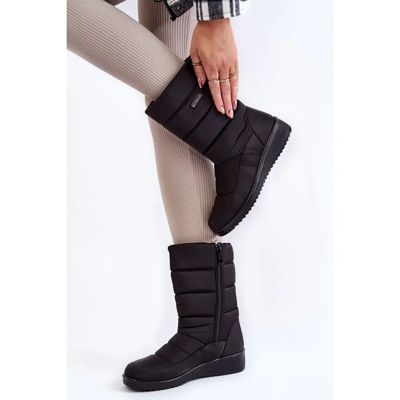 Black Warm Wedge Snow Boots Calena