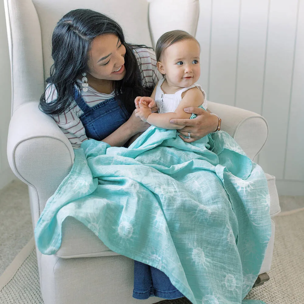 Blue & White Muslin Blankets (2 Pack)