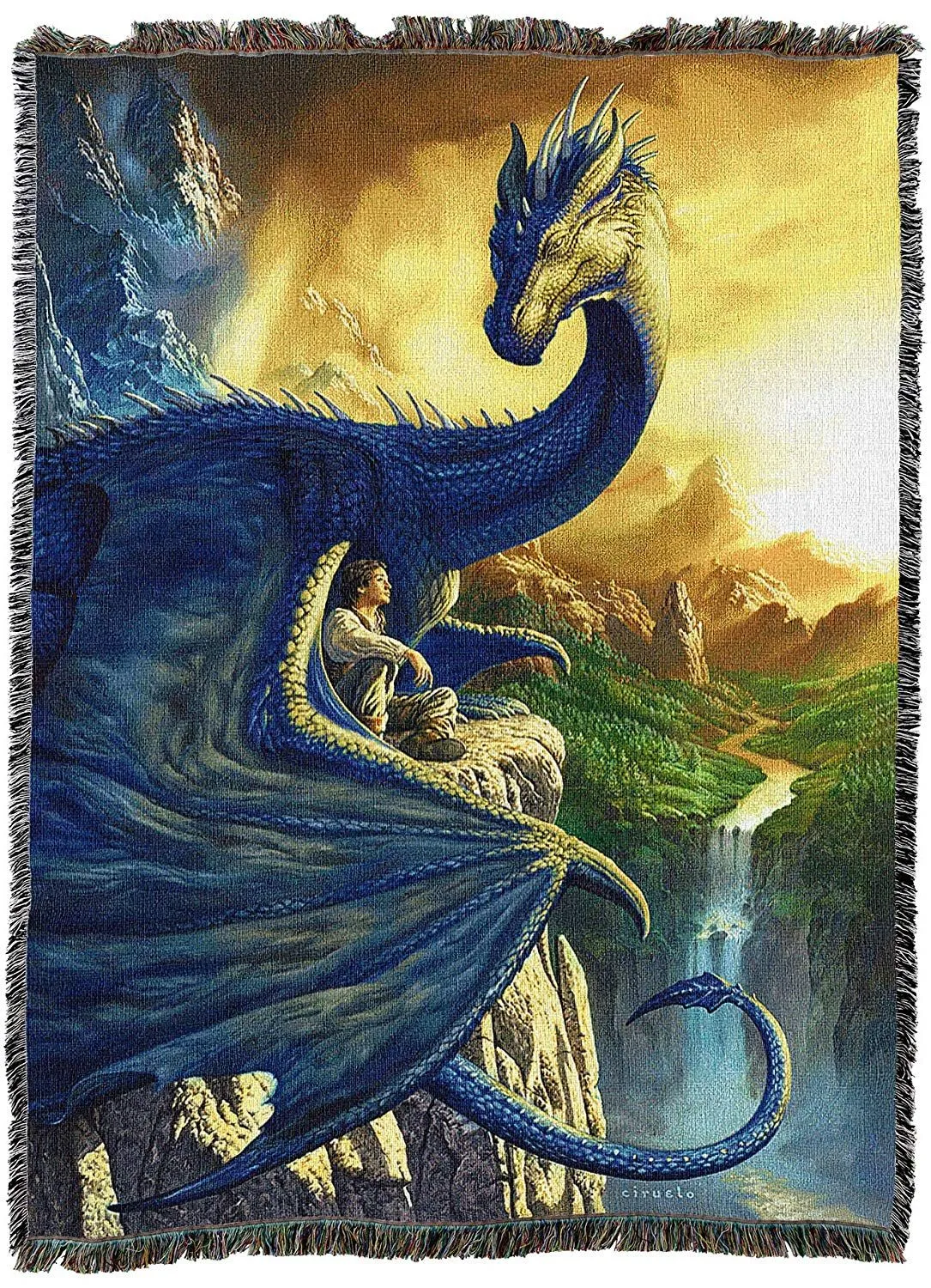 Blue Dragon Tapestry Blanket