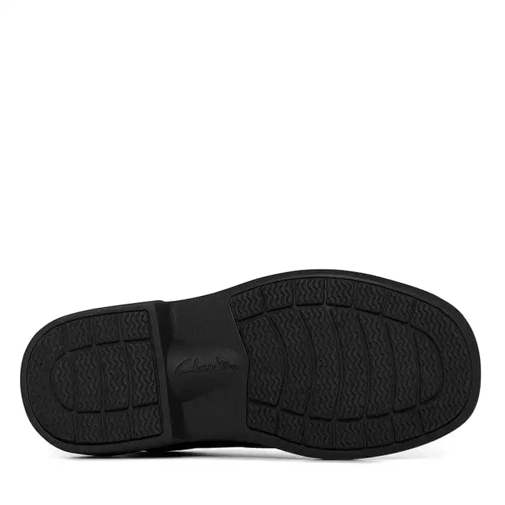 CLARKS JUNIOR DISCOVERY BLACK LEATHER SHOES