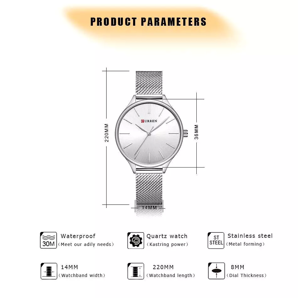 CURREN Fashion Rose Gold Women's Watch Minimalism Elegant Luxury Watch Waterproof Quartz