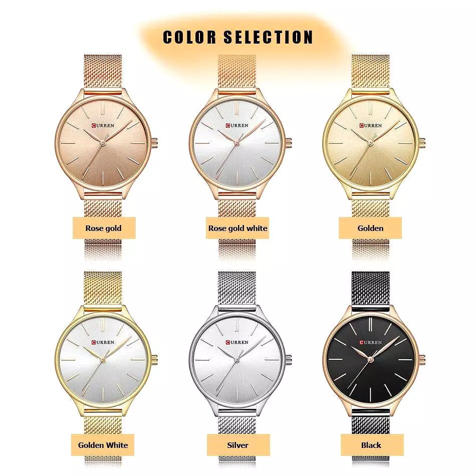 CURREN Fashion Rose Gold Women's Watch Minimalism Elegant Luxury Watch Waterproof Quartz