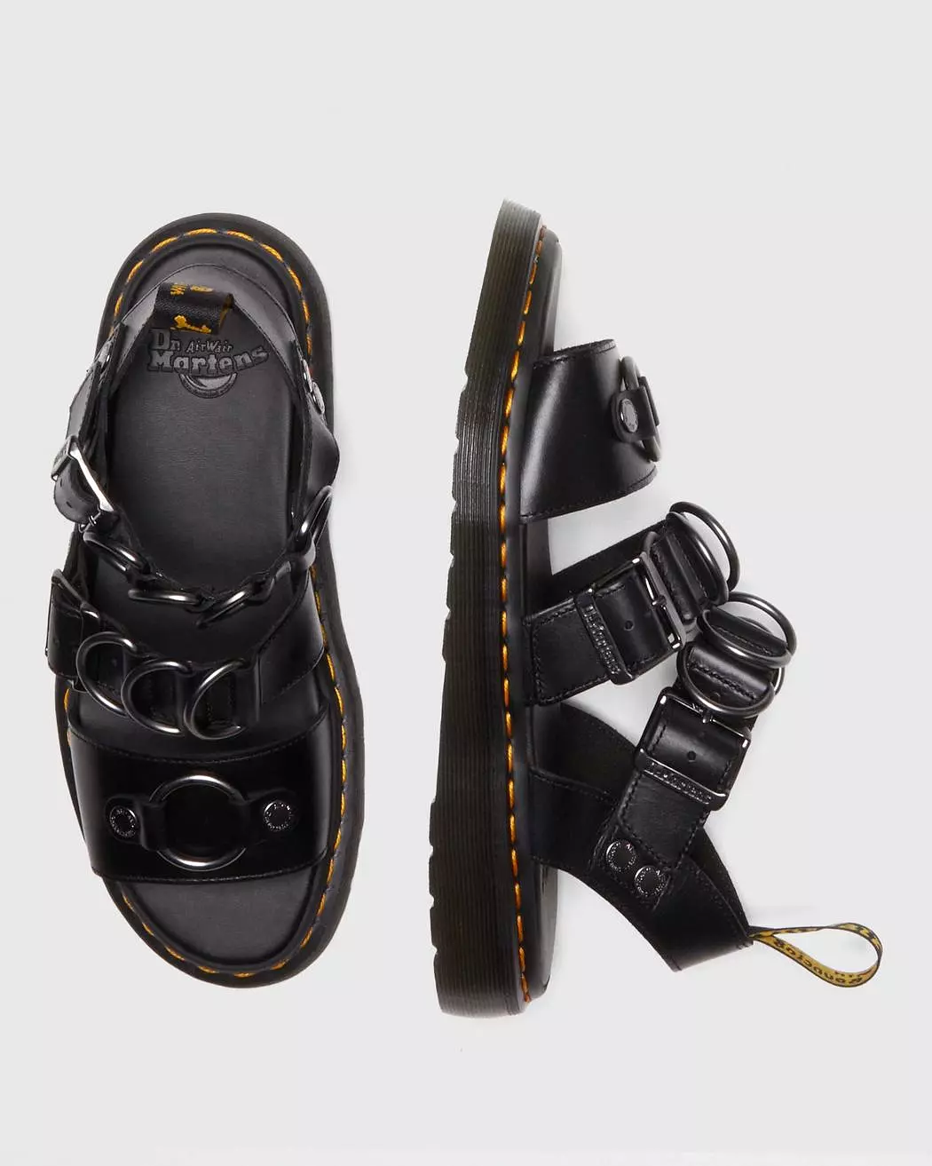 Dr Martens UNISEX GRYPHON ALTERNATIVE BRANDO LEATHER STRAP SANDALS (Black)