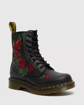 Dr Martens Women's 1460 VONDA FLORAL LEATHER LACE UP BOOTS (Black Softy)