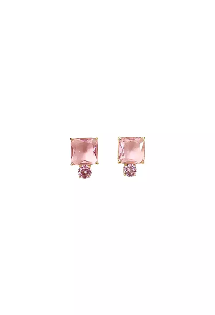 Fallon Earrings-Pink Quartz