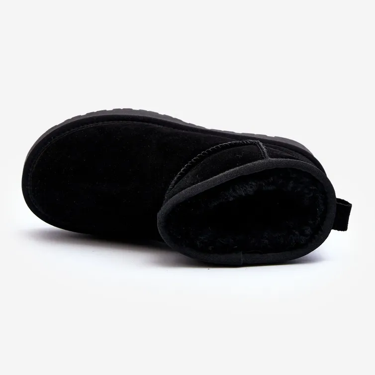 Fashionable Suede Low Snow Boots Black Nucca