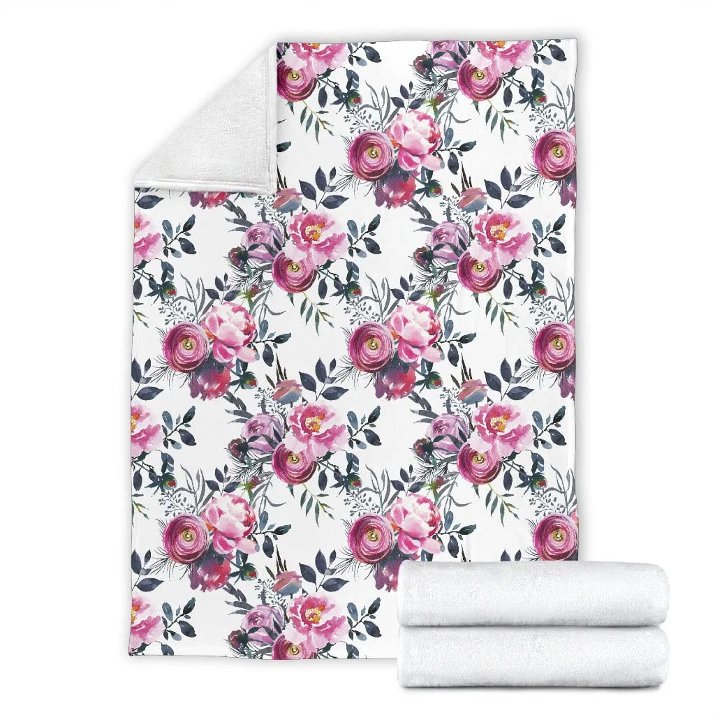 Floral Grey Roses & Peonies - Throw Blankets