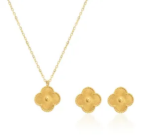 Flower Design Necklace And Earrings For Women’s Fashion - X3694219