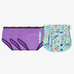 Free Waterproof Travel Bag with Pack of 3 MaxAbsorb Period Underwear (Lilac)