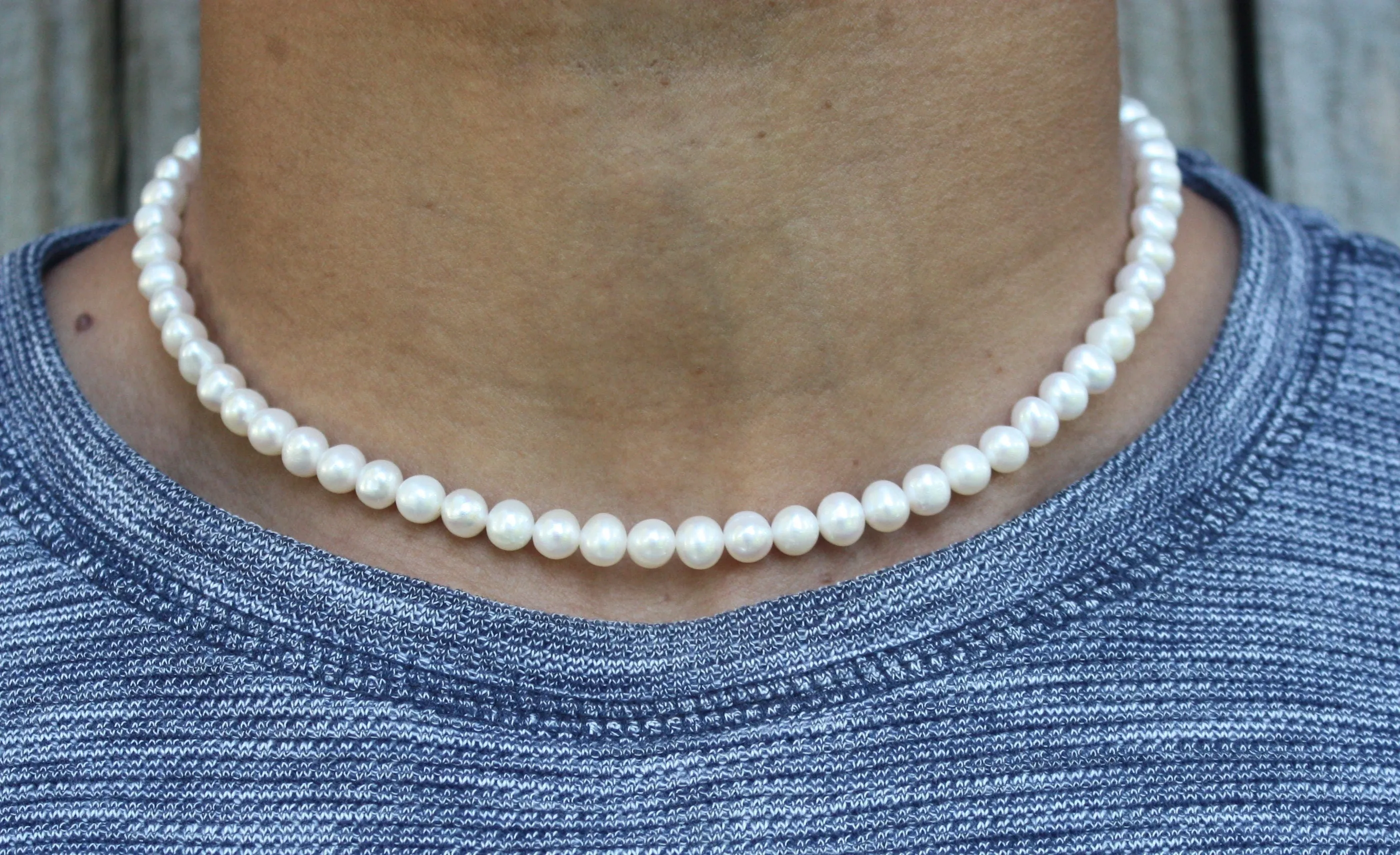 Freshwater Pearl Necklace for Men/Women, 8mm Natural Pearl Neckless, Easy Off Magnetic Clasp, Gift for Her, Gift for Him