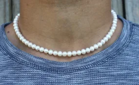 Freshwater Pearl Necklace for Men/Women, 8mm Natural Pearl Neckless, Easy Off Magnetic Clasp, Gift for Her, Gift for Him