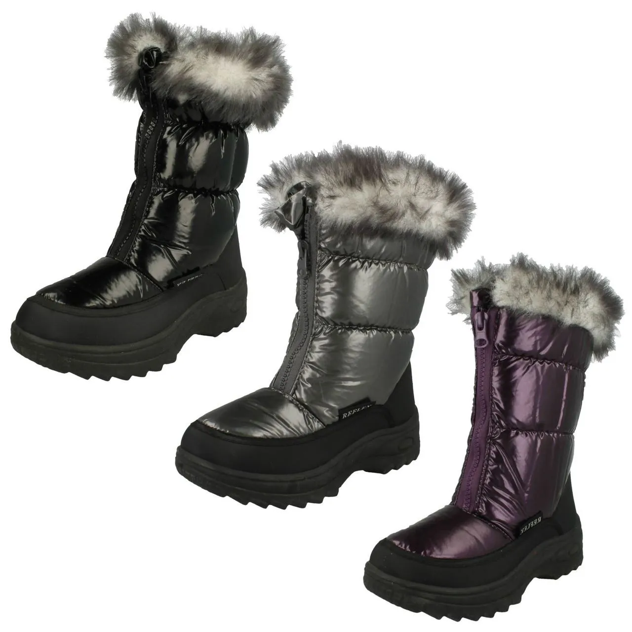 Girls Spot On Fur Lined Snow Boots