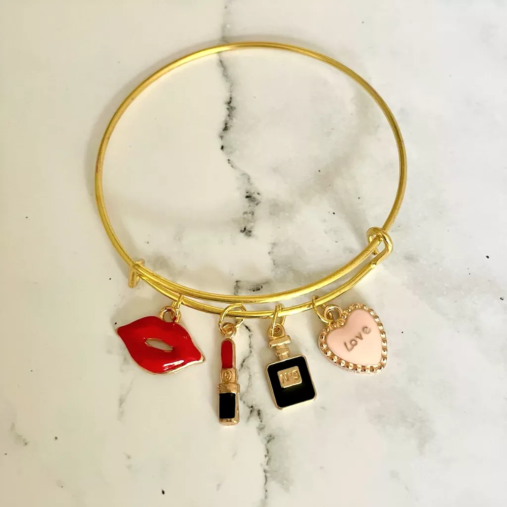 Gold Bangle Beauty Charm Bracelet