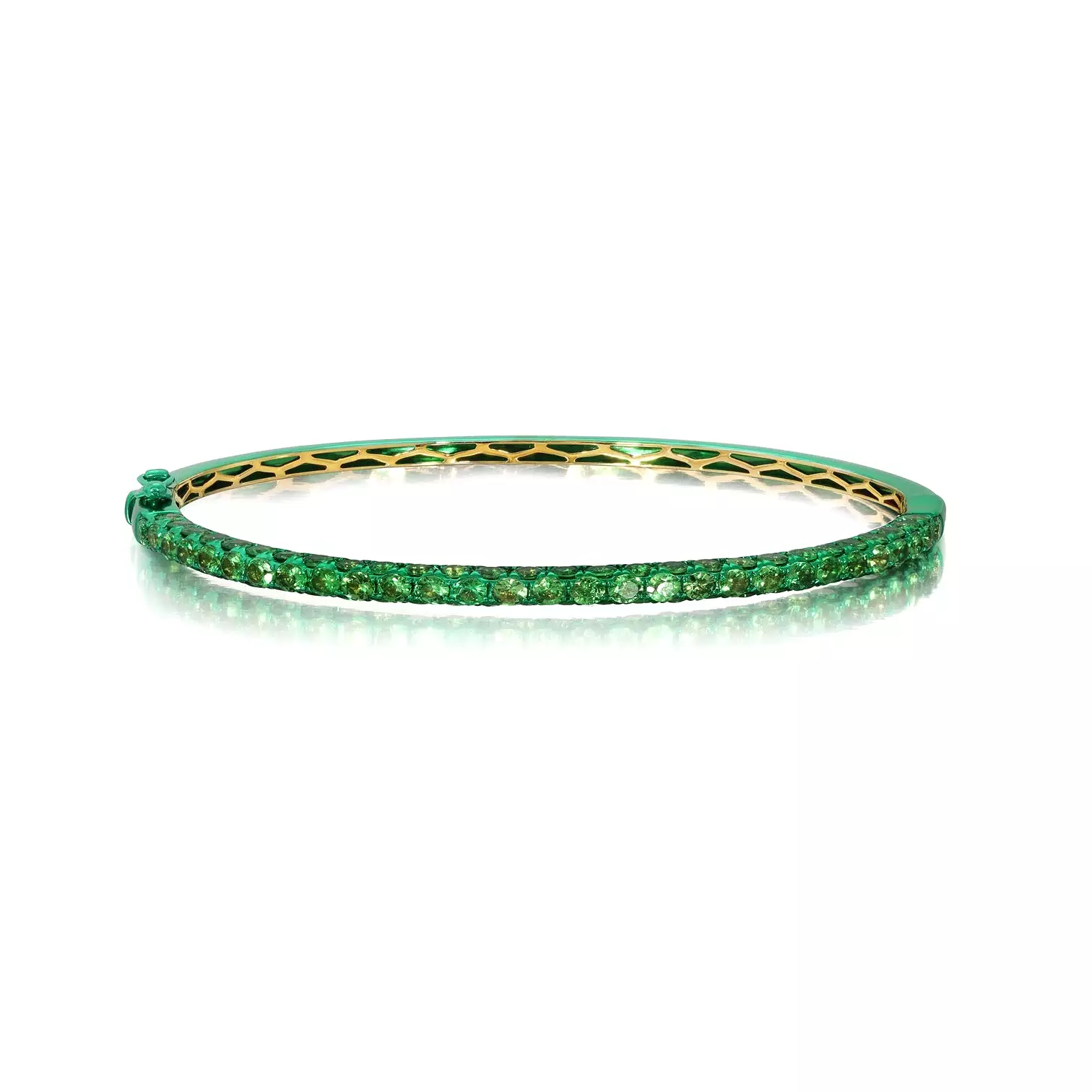 Graziela Tsavorite & Green Rhodium 3 Sided Bangle