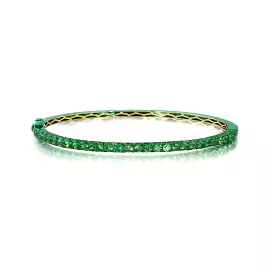 Graziela Tsavorite & Green Rhodium 3 Sided Bangle