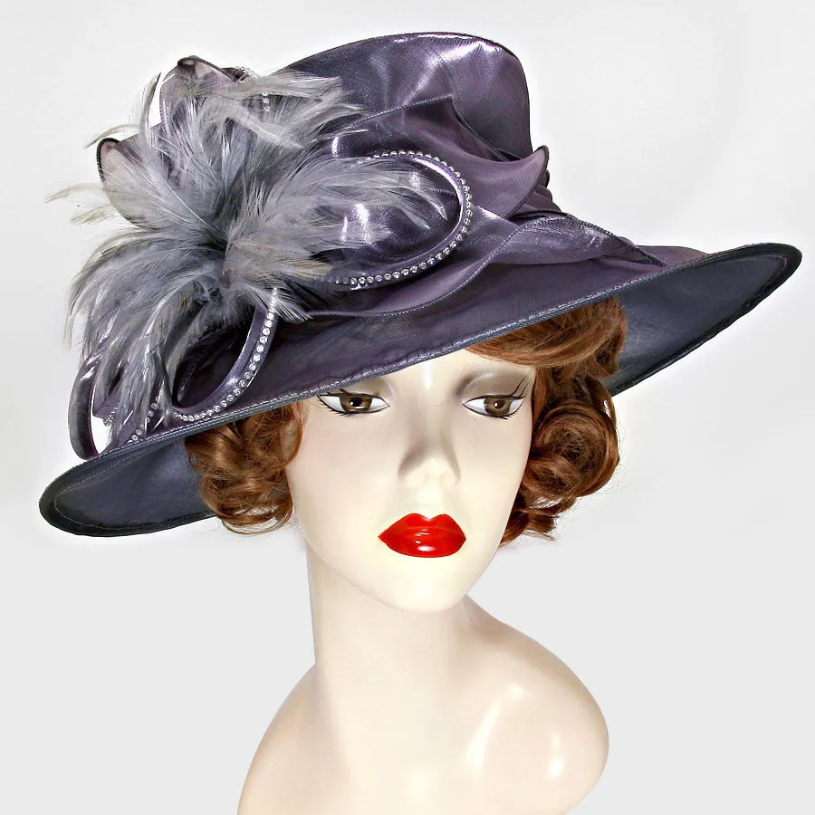 iLLASPARKZ Feather Accented Floral Wide Brim Dress Hat