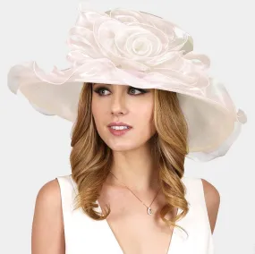 iLLASPARKZ Large ruffle edge shimmer rose organza hat