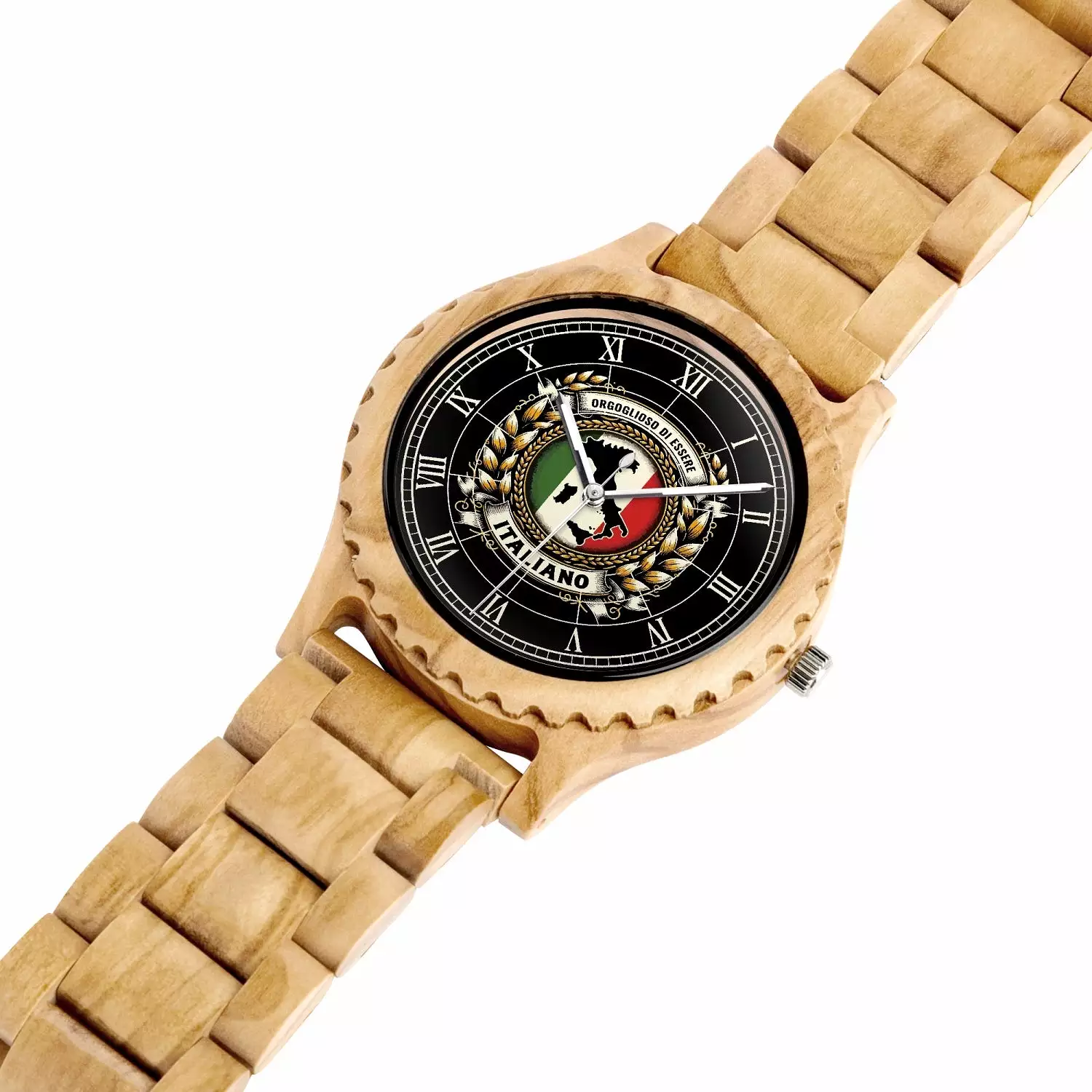 Italian Olive Lumber Wooden Watch - Orgoglioso di Essere Italiano